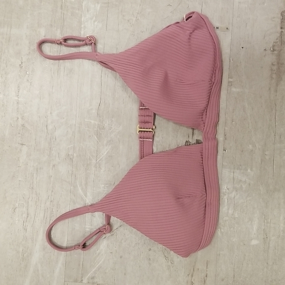 💕VITAMIN A💕 Rose Rib Moss Bikini Top ~ Ribbed Textured Dusty Rose 12 D XL NWOT - Picture 13 of 16